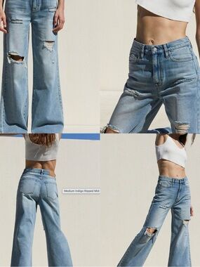 PacSun Light Indigo Distressed Wide-Leg Women's Jeans